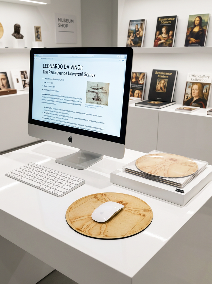 Mousepad Vitruvian Man Leonardo da Vinci – displayed in museum shop | ArtyGifts
