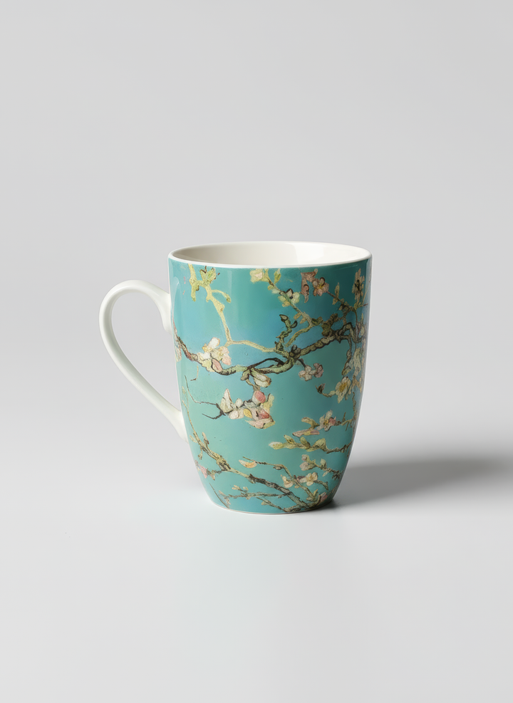 Porcelain Mug Set of 2 Almond Blossom Vincent van Gogh – mug close-up art detail | ArtyGifts
