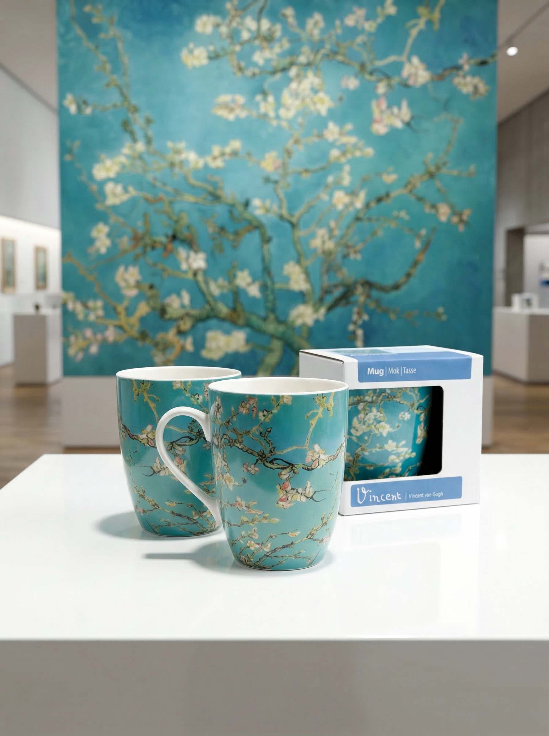 Van Gogh Almond Blossom porcelain mug set with gift box – ArtyGifts museum shop