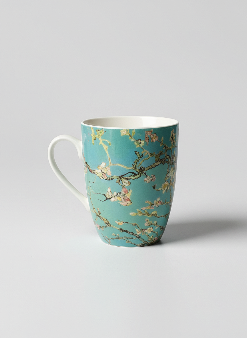 Van Gogh Almond Blossom porcelain mug side view – ArtyGifts museum shop