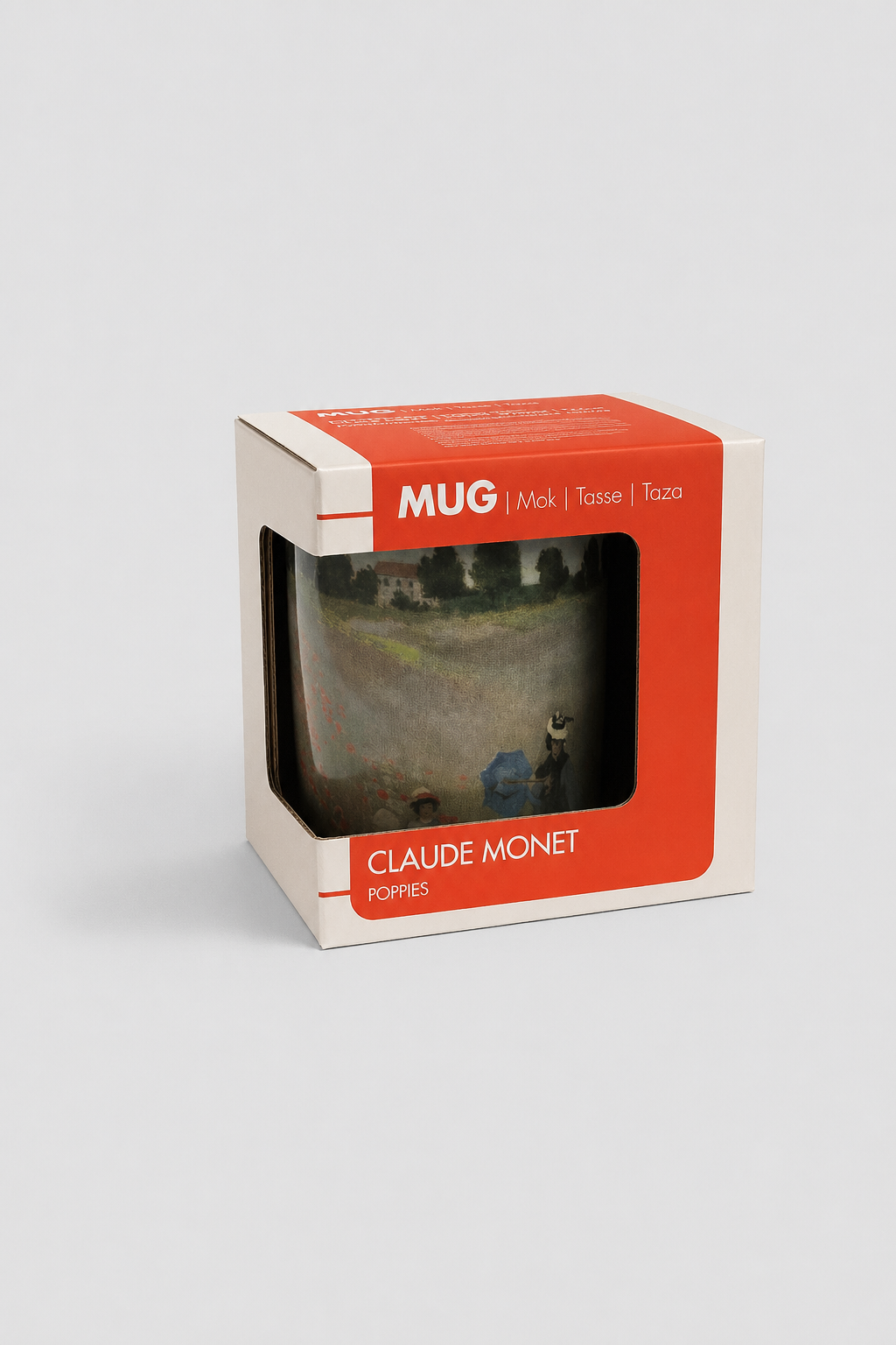 Top view of art mug featuring Field with Poppies by Claude Monet from ArtyGifts
