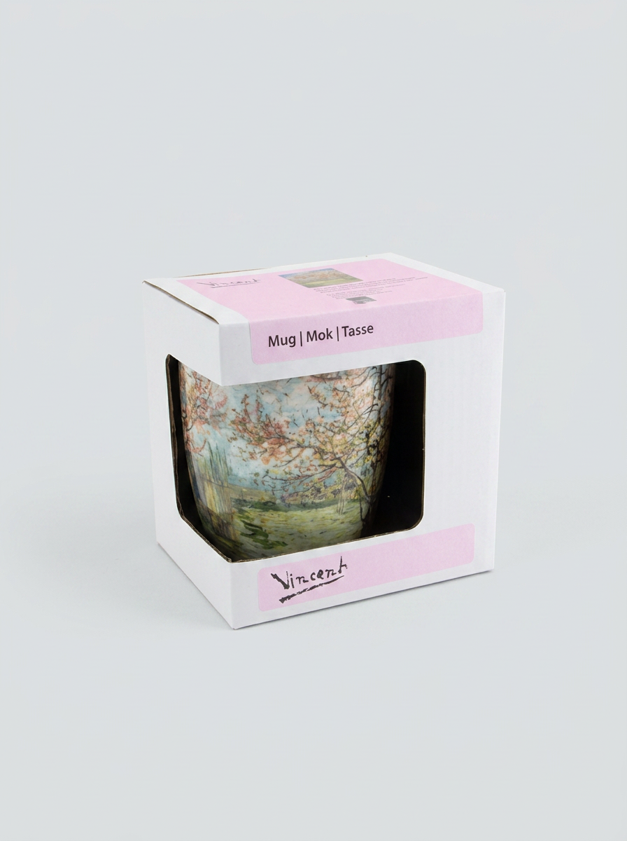 Van Gogh Souvenir de Mauve porcelain mug with gift box — museum-quality art gift by ArtyGifts
