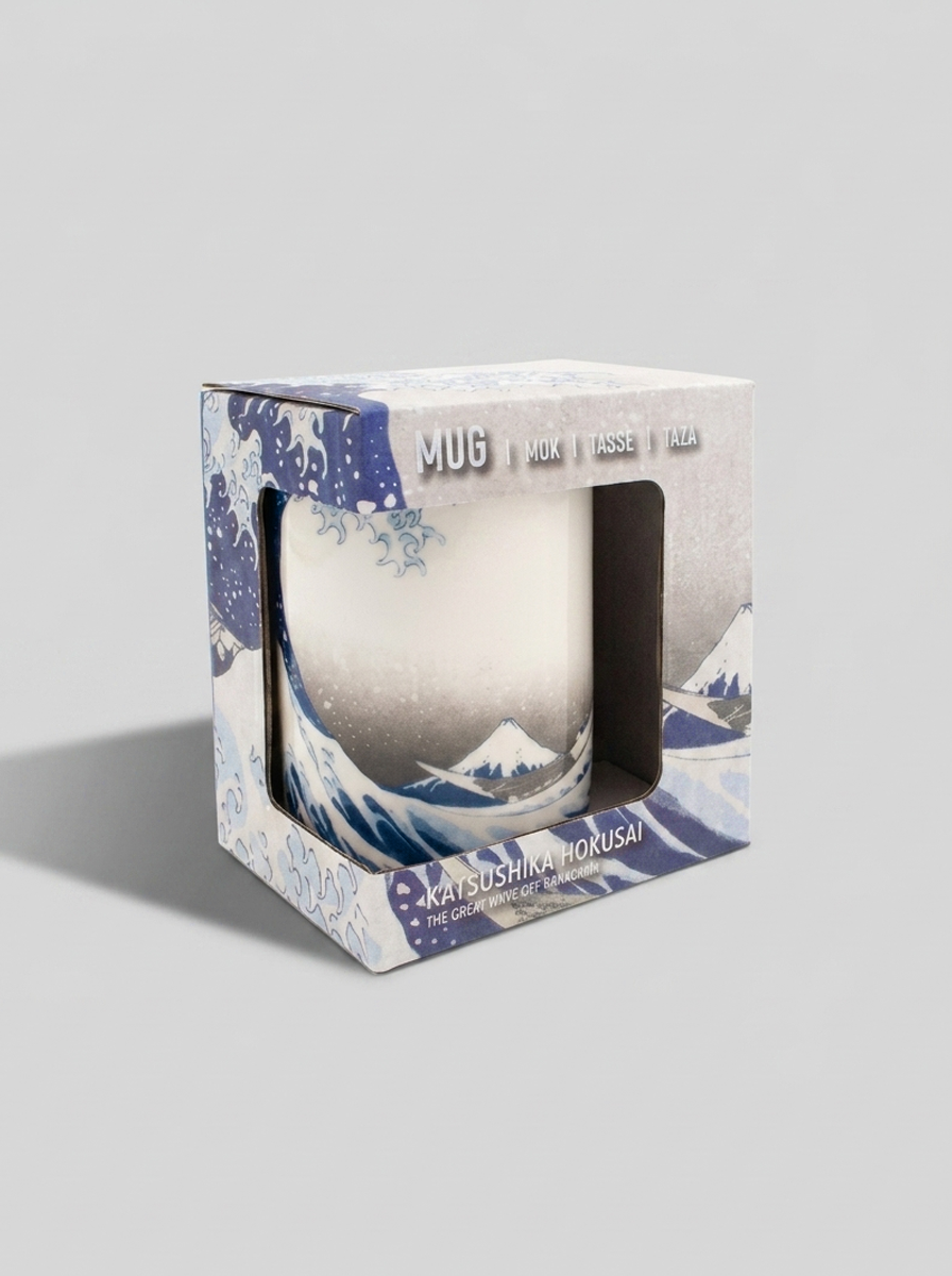 Packaged mug set featuring The Great Wave by Katsushika Hokusai from ArtyGifts
