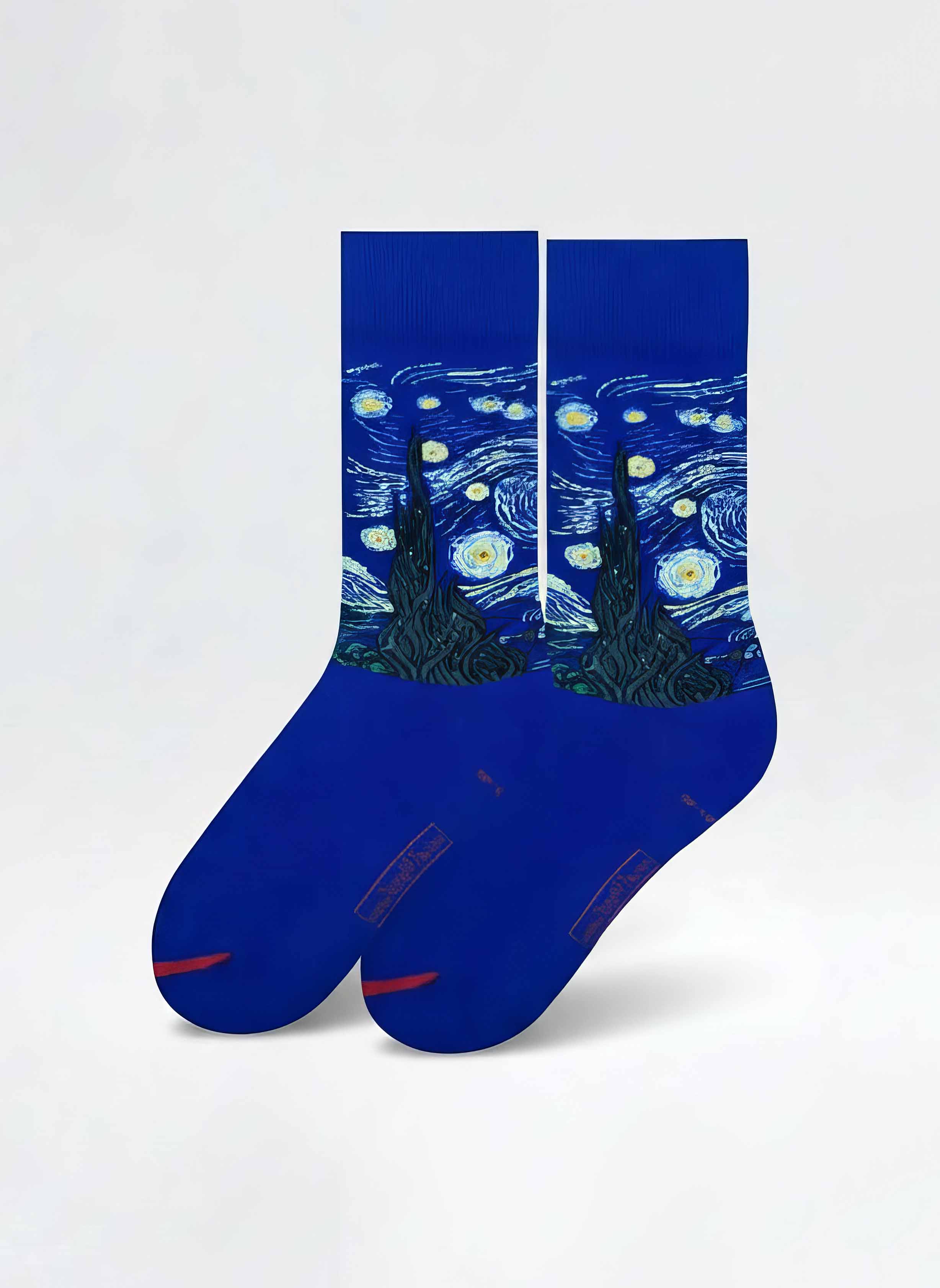 MuseARTa Van Gogh Starry Night art socks clean product shot on white background — unisex museum souvenir gift ArtyGifts


