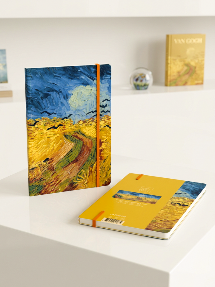 van gogh wheatfield with crows notebook, art lover journal, museum gift stationery, vincent van gogh A5 notebook, officially licensed art notebook