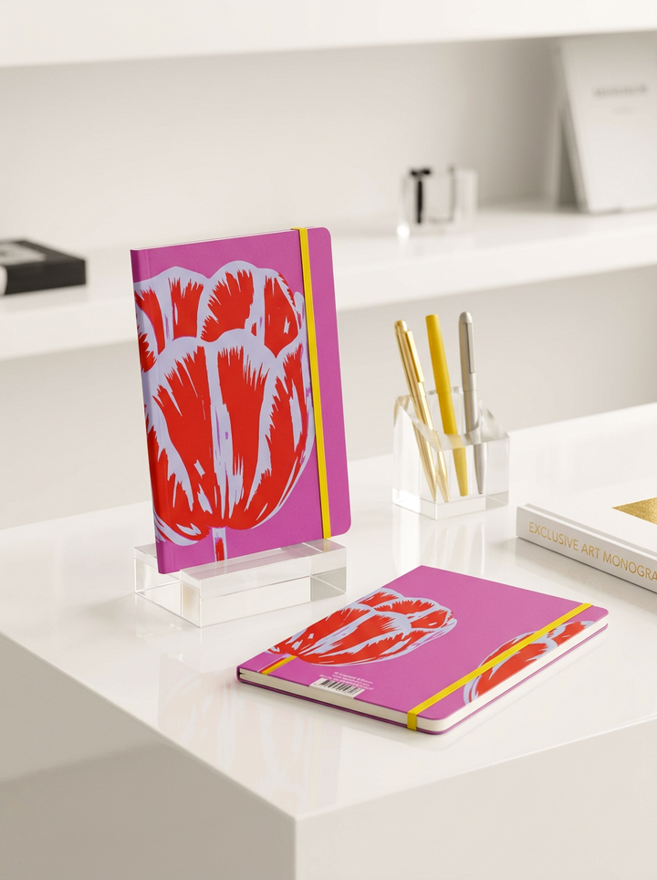 Notebook Modern Tulip Red – displayed in museum shop | ArtyGifts

