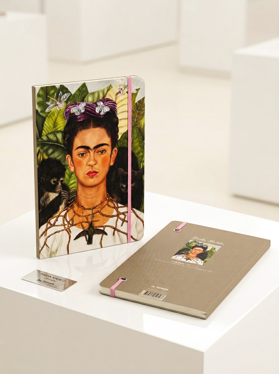Notebook Self Portrait Frida Kahlo – displayed in museum shop | ArtyGifts
