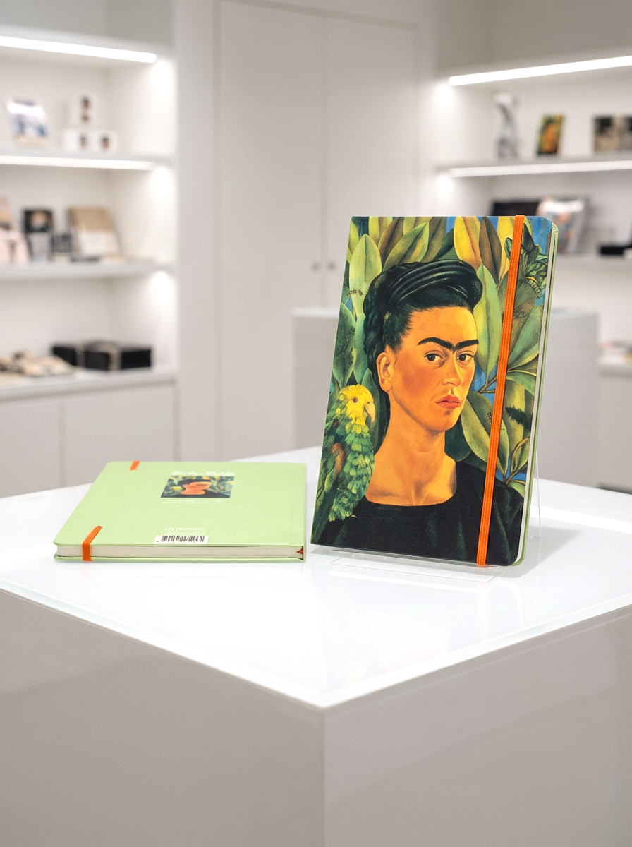 Notebook Self Portrait with Bonito Frida Kahlo – displayed in museum shop | ArtyGifts
