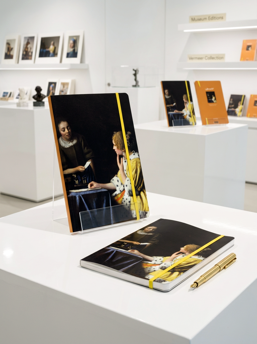 Notebook The Lady and Servant Johannes Vermeer – displayed in museum shop | ArtyGifts
