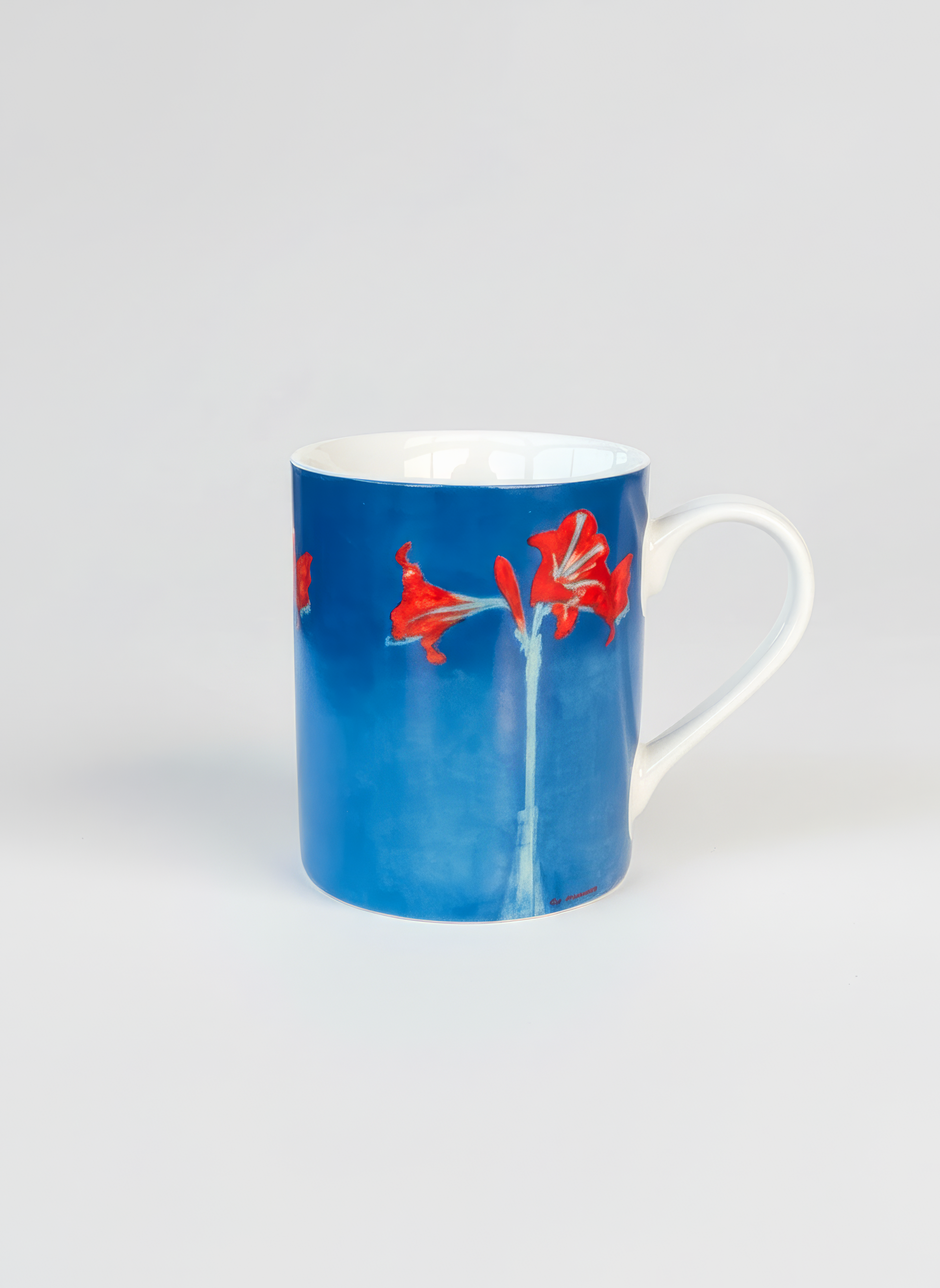 Porcelain Mug Set of 2 Amaryllis Piet Mondrian – single mug front view white background | ArtyGifts

