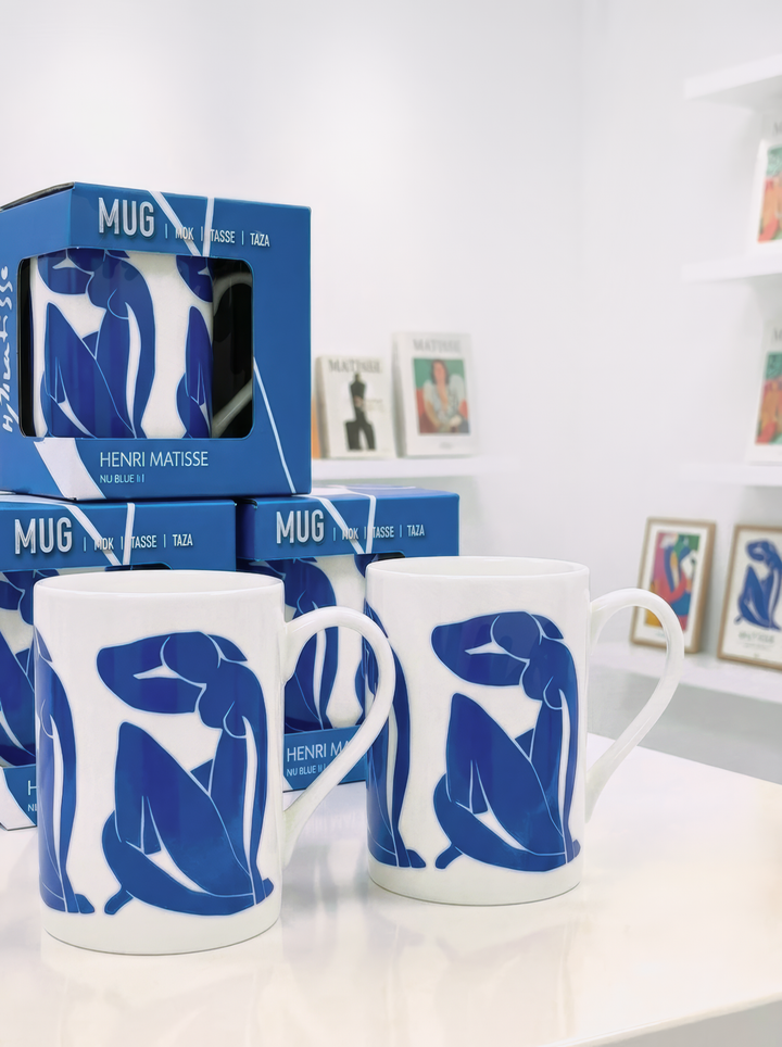 Porcelain Mug Set of 2 Blue Figure II Henri Matisse – museum shop display with packaging | ArtyGifts
