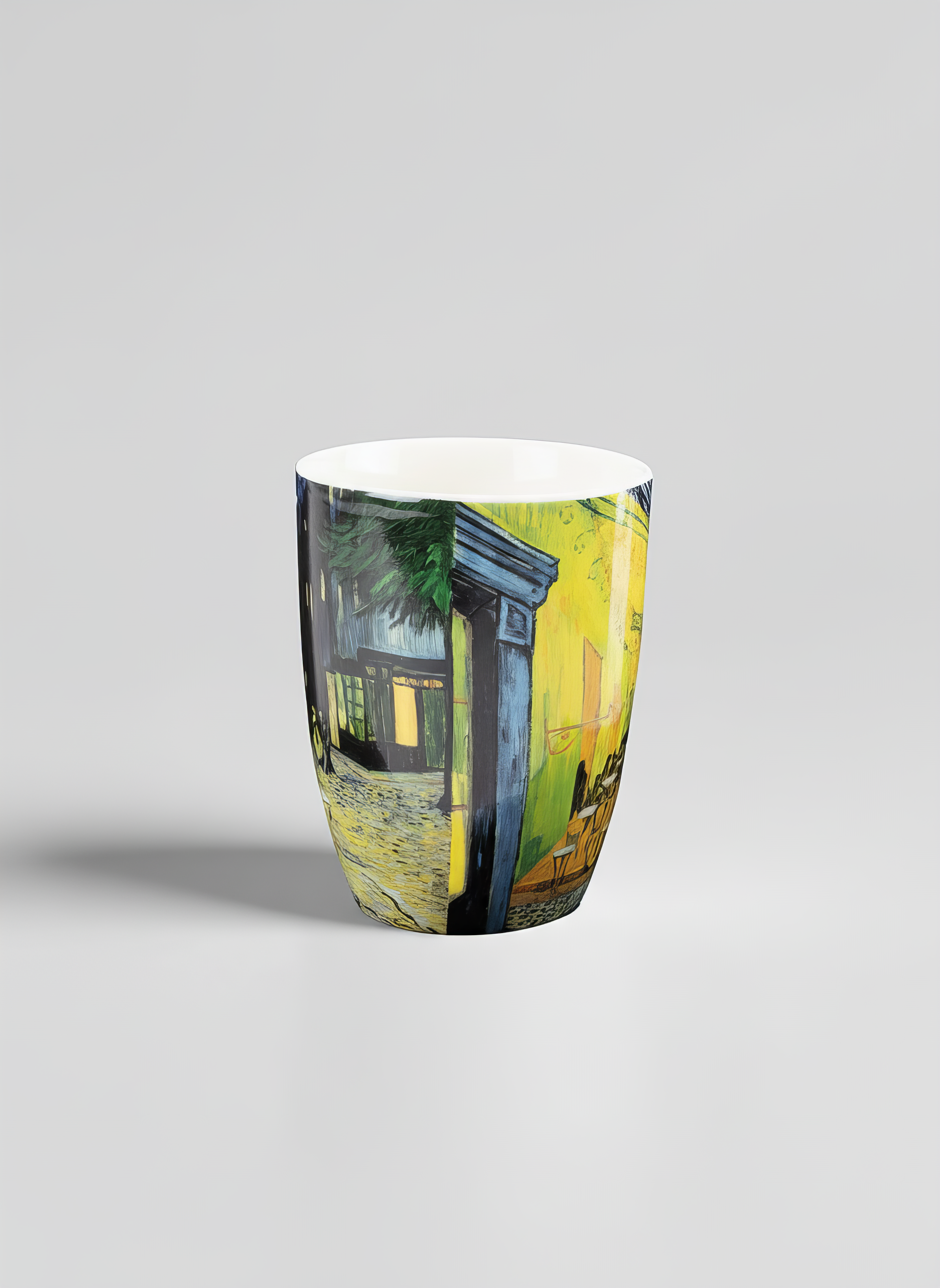 Porcelain Mug Set of 2 Café Terrace at Night Vincent van Gogh – single mug side view white background | ArtyGifts
