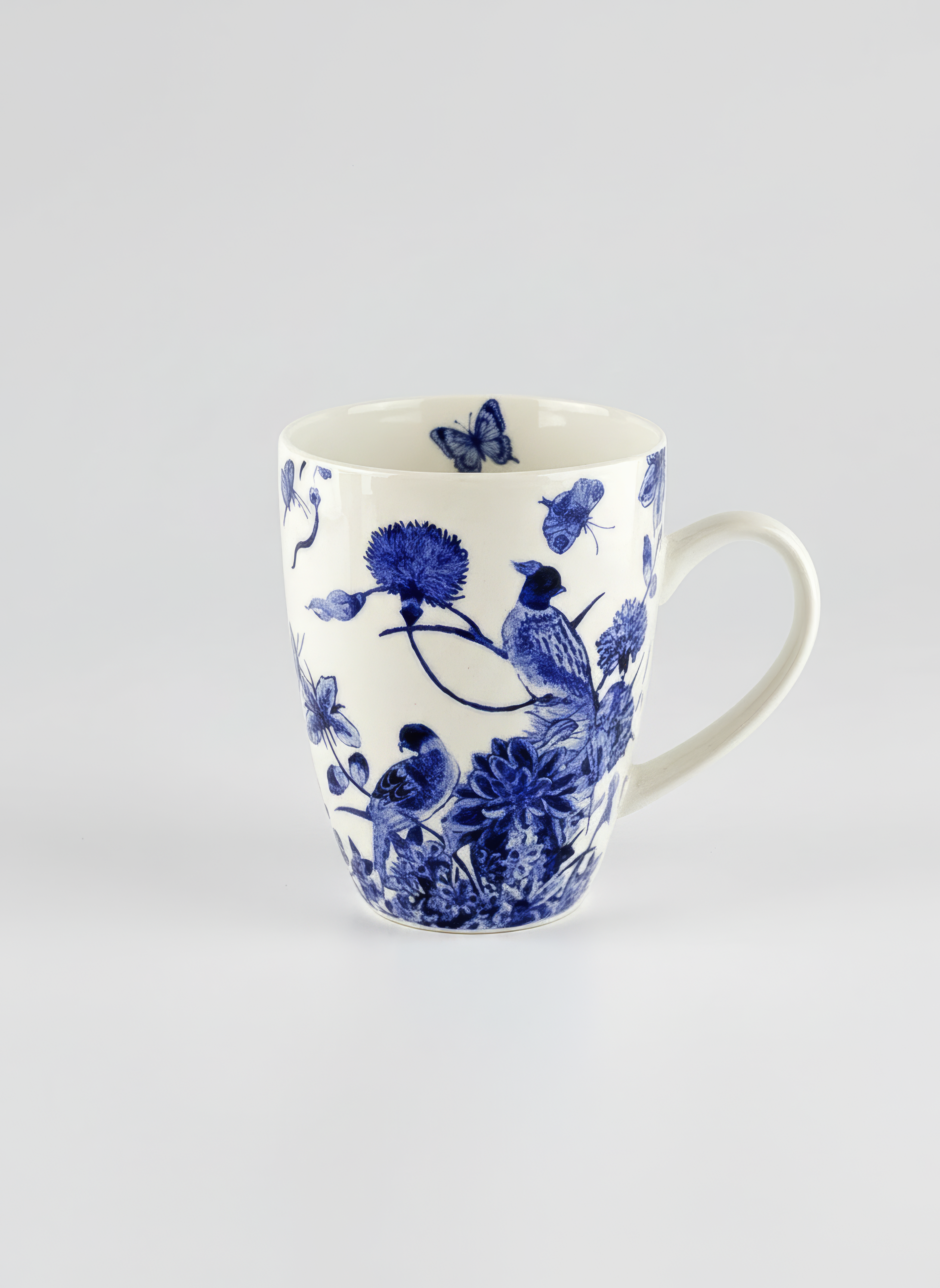 Porcelain Mug Set of 2 Delft Blue Birds Rijksmuseum Collection – single mug front view white background | ArtyGifts
