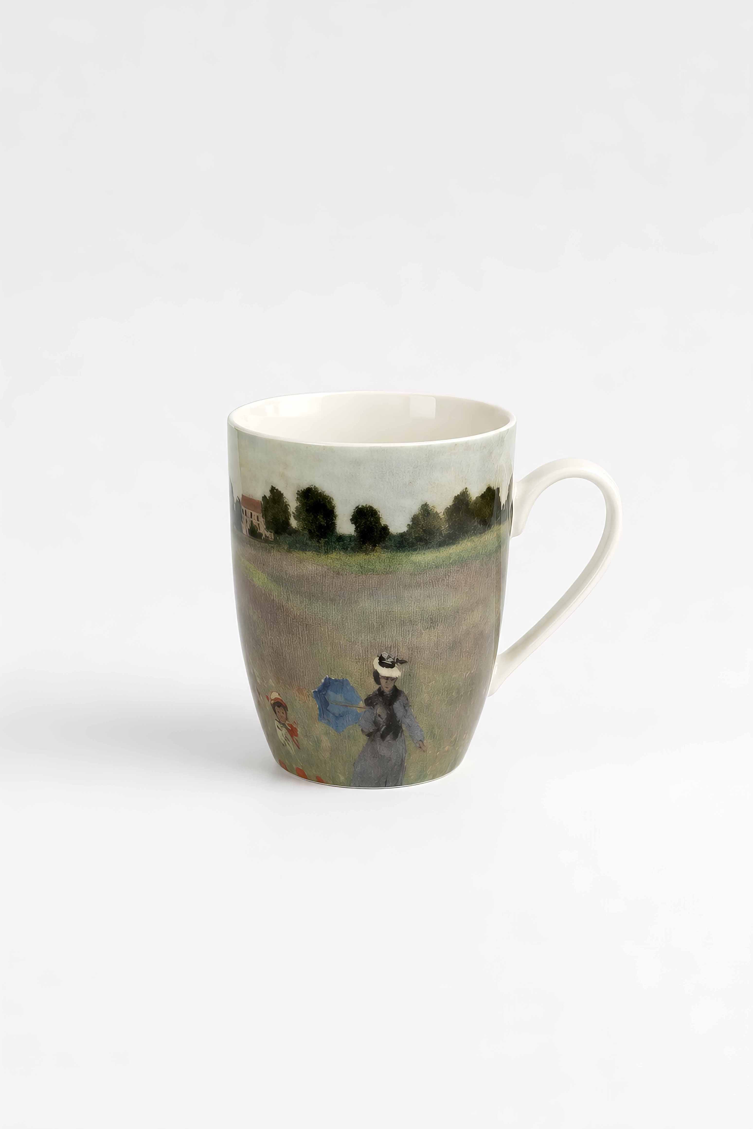 Porcelain Mug Set of 2 Field of Poppies Claude Monet – single mug front view white background | ArtyGifts
