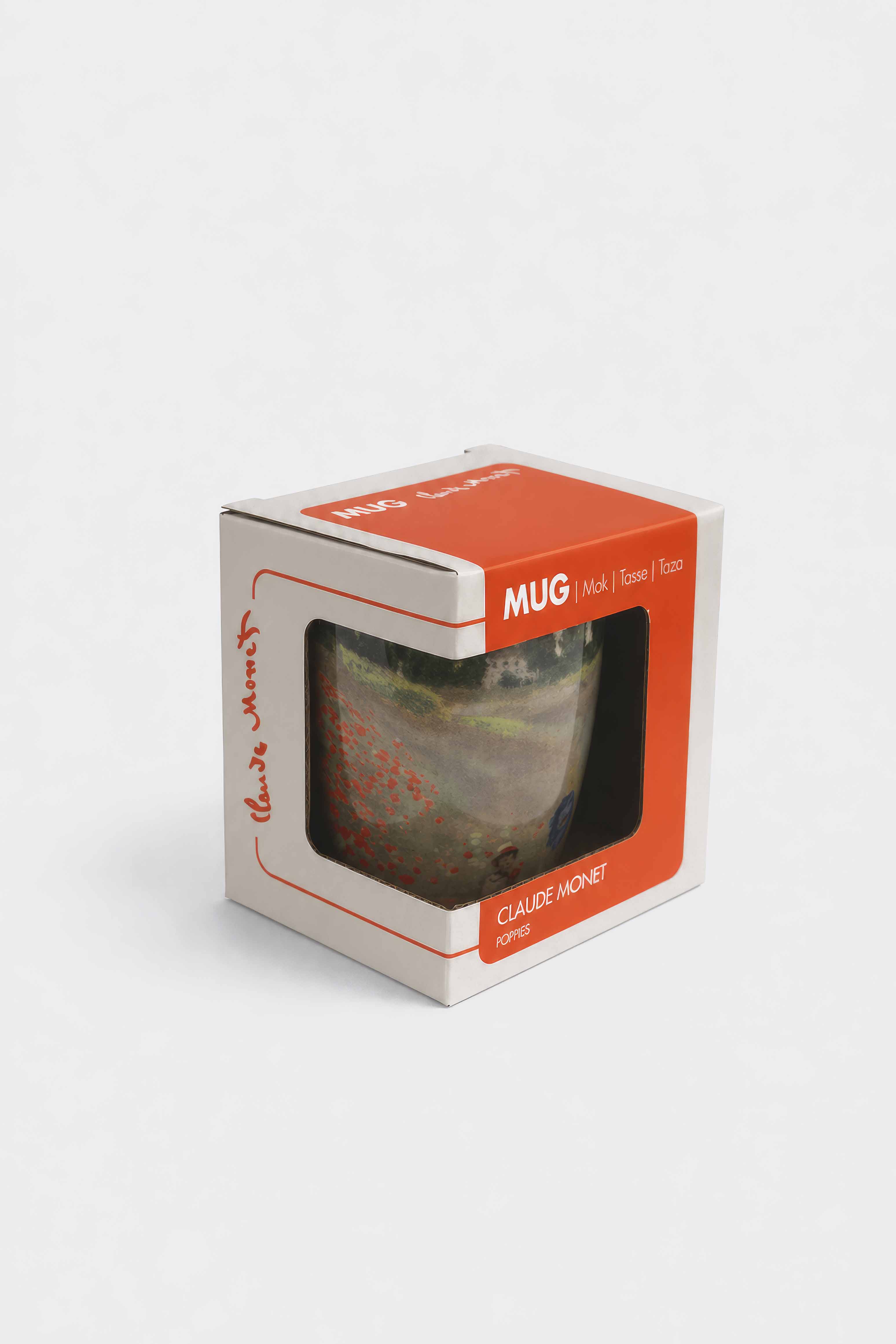 Porcelain Mug Set of 2 Field of Poppies Claude Monet – gift box packaging front view | ArtyGifts
