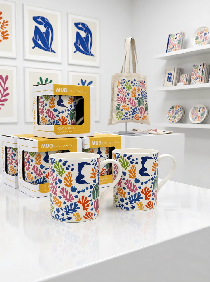 Porcelain Mug Set of 2 The Parakeet and the Mermaid Henri Matisse – museum shop display | ArtyGifts
