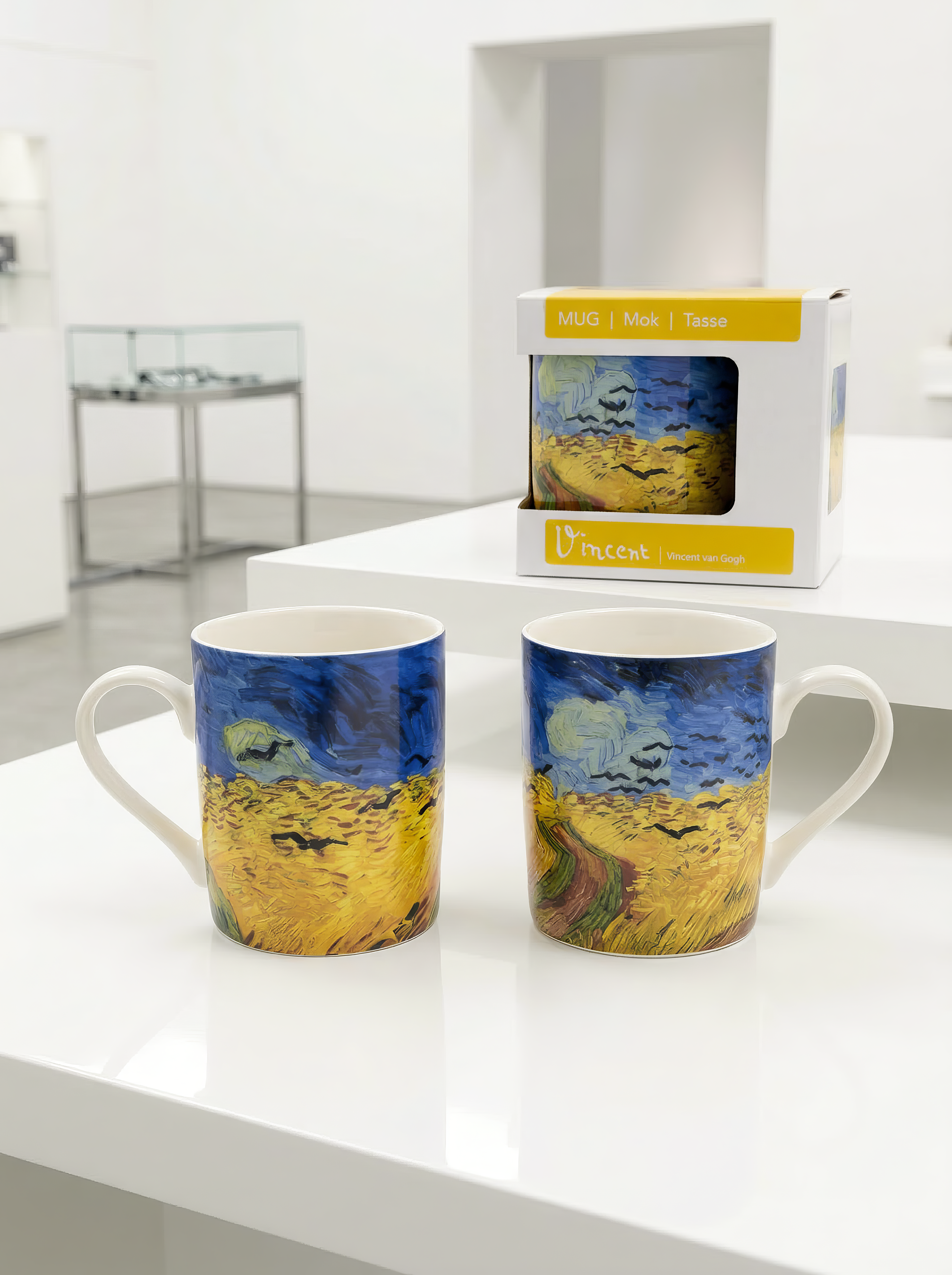 Porcelain Mug Set of 2 Wheatfield with Crows Vincent van Gogh – museum display with packaging | ArtyGifts

