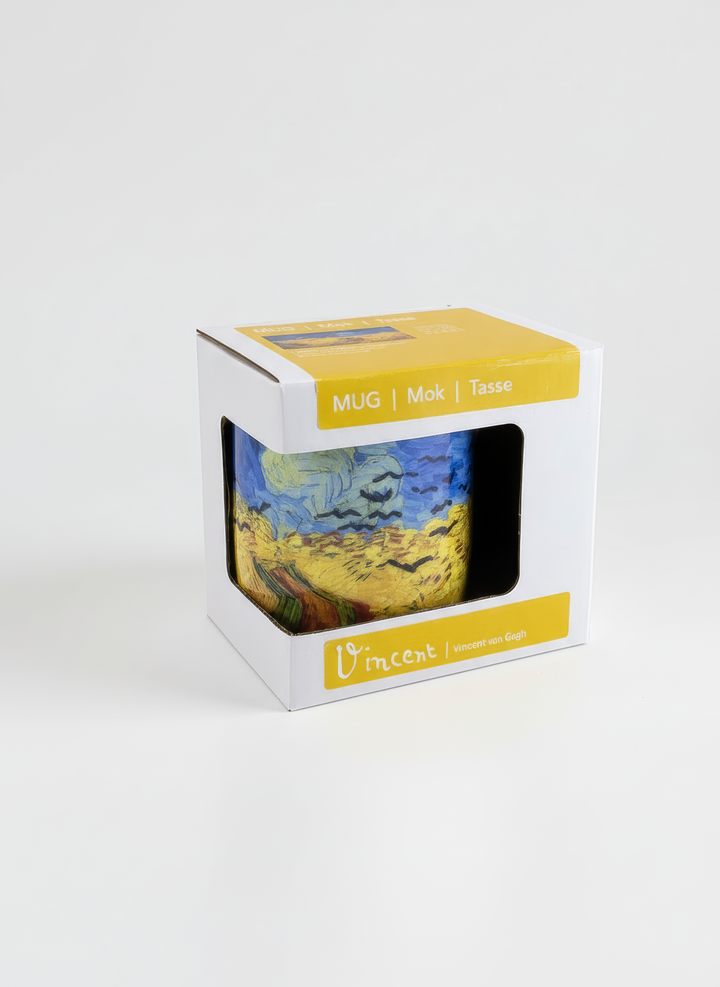 Porcelain Mug Set of 2 Wheatfield with Crows Vincent van Gogh – gift box packaging front view | ArtyGifts
