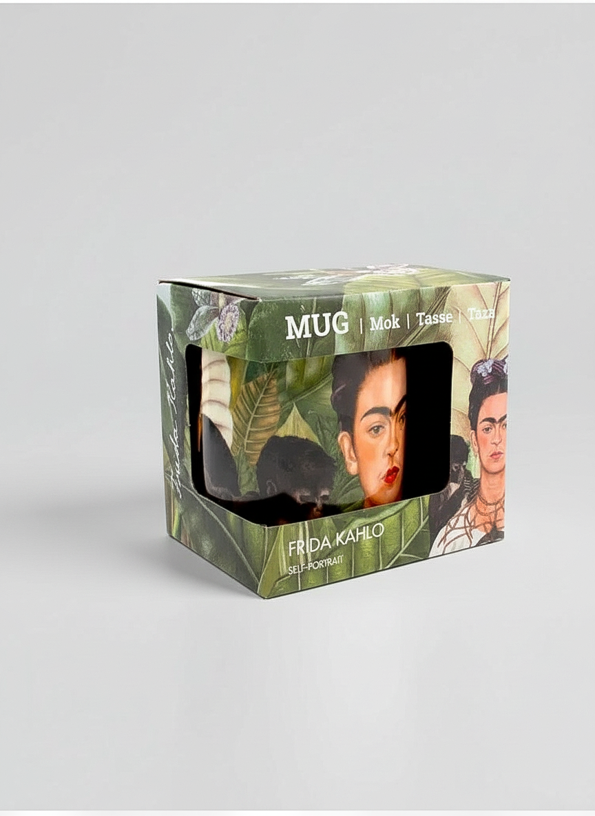 Frida Kahlo Self Portrait porcelain mug in gift box – eco-friendly packaging, ArtyGifts