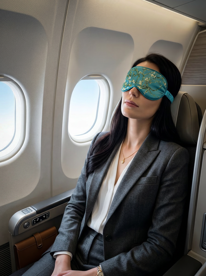 Sleep Mask Almond Blossom Vincent van Gogh – lifestyle shot | ArtyGifts
