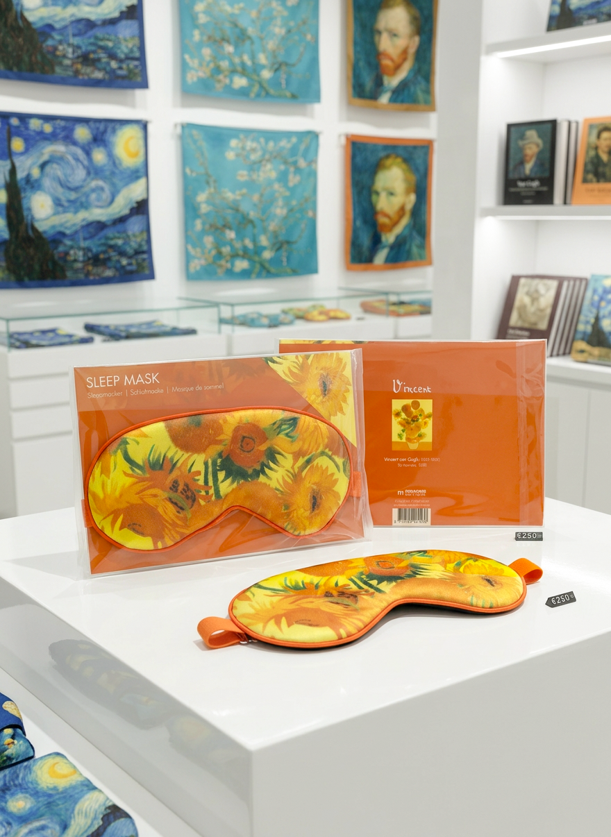 Sleep Mask Sunflowers Vincent van Gogh – displayed in museum shop | ArtyGifts
