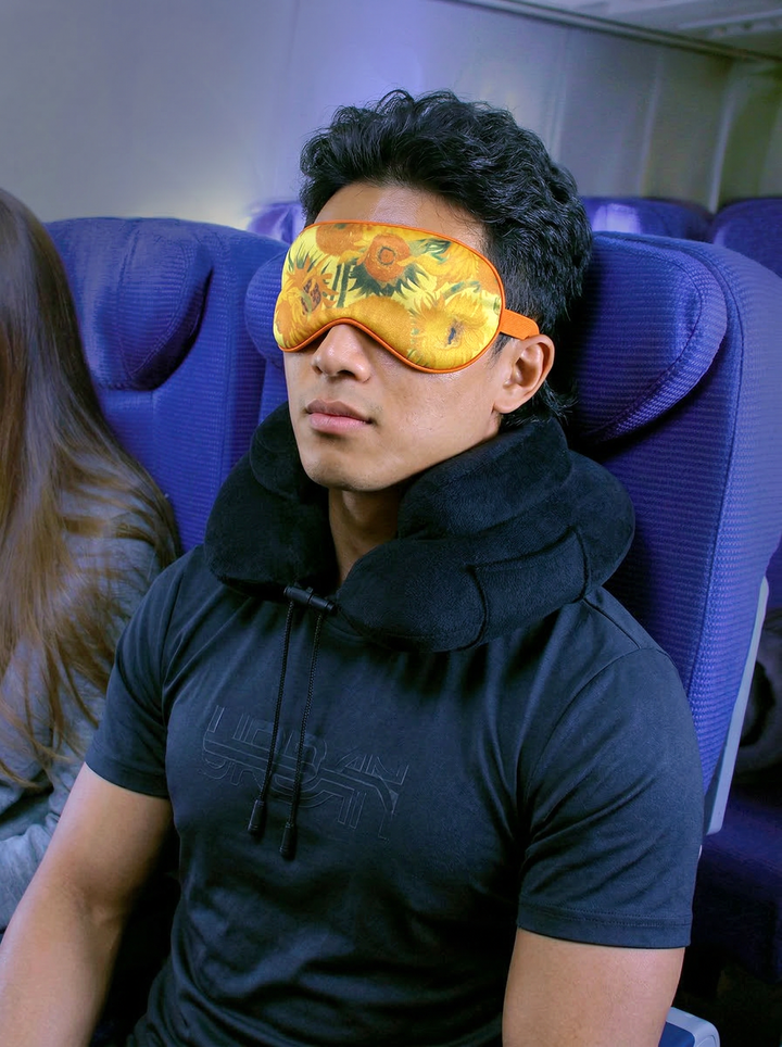 Sleep Mask Sunflowers Vincent van Gogh – lifestyle shot | ArtyGifts
