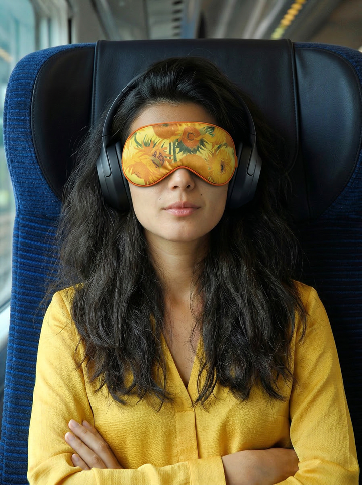 Sleep Mask Sunflowers Vincent van Gogh – lifestyle shot | ArtyGifts
