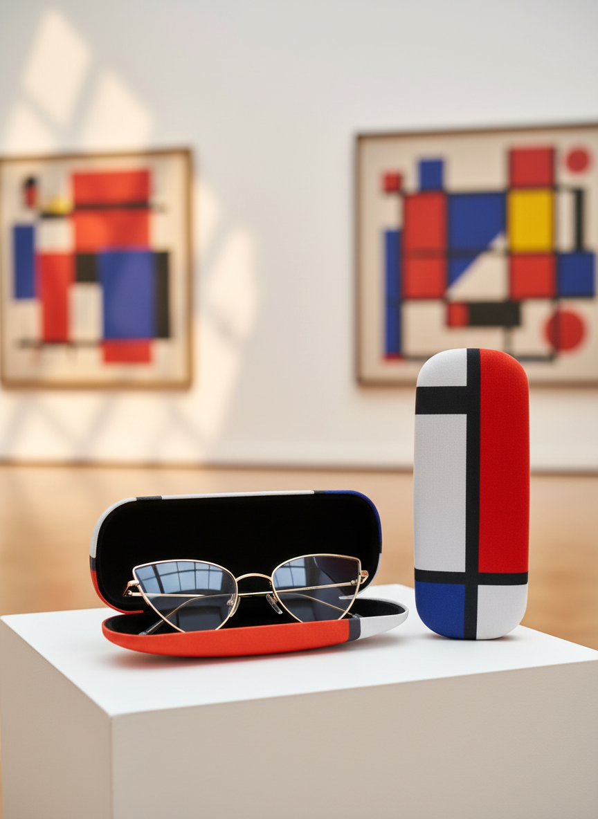 Spectacle Case Composition Red Blue and Yellow Piet Mondrian – displayed in museum shop | ArtyGifts
