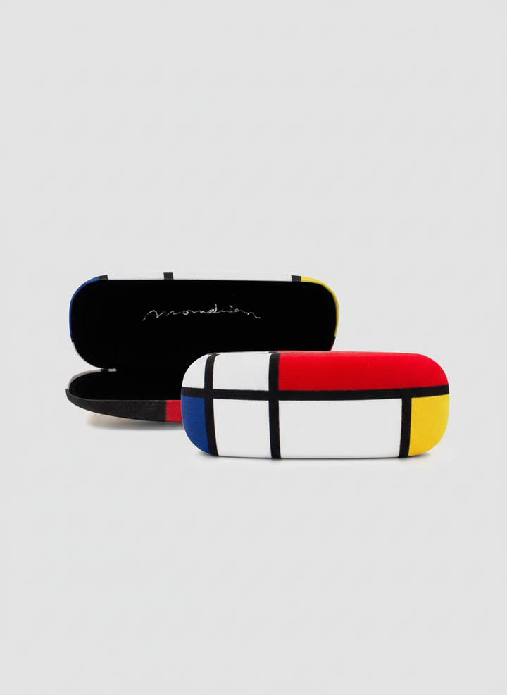 Spectacle Case Composition Red Blue and Yellow Piet Mondrian – art glasses case with velvet lining | ArtyGifts
