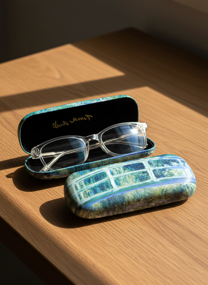 Spectacle Case Japanese Bridge Claude Monet – displayed in museum shop | ArtyGifts
