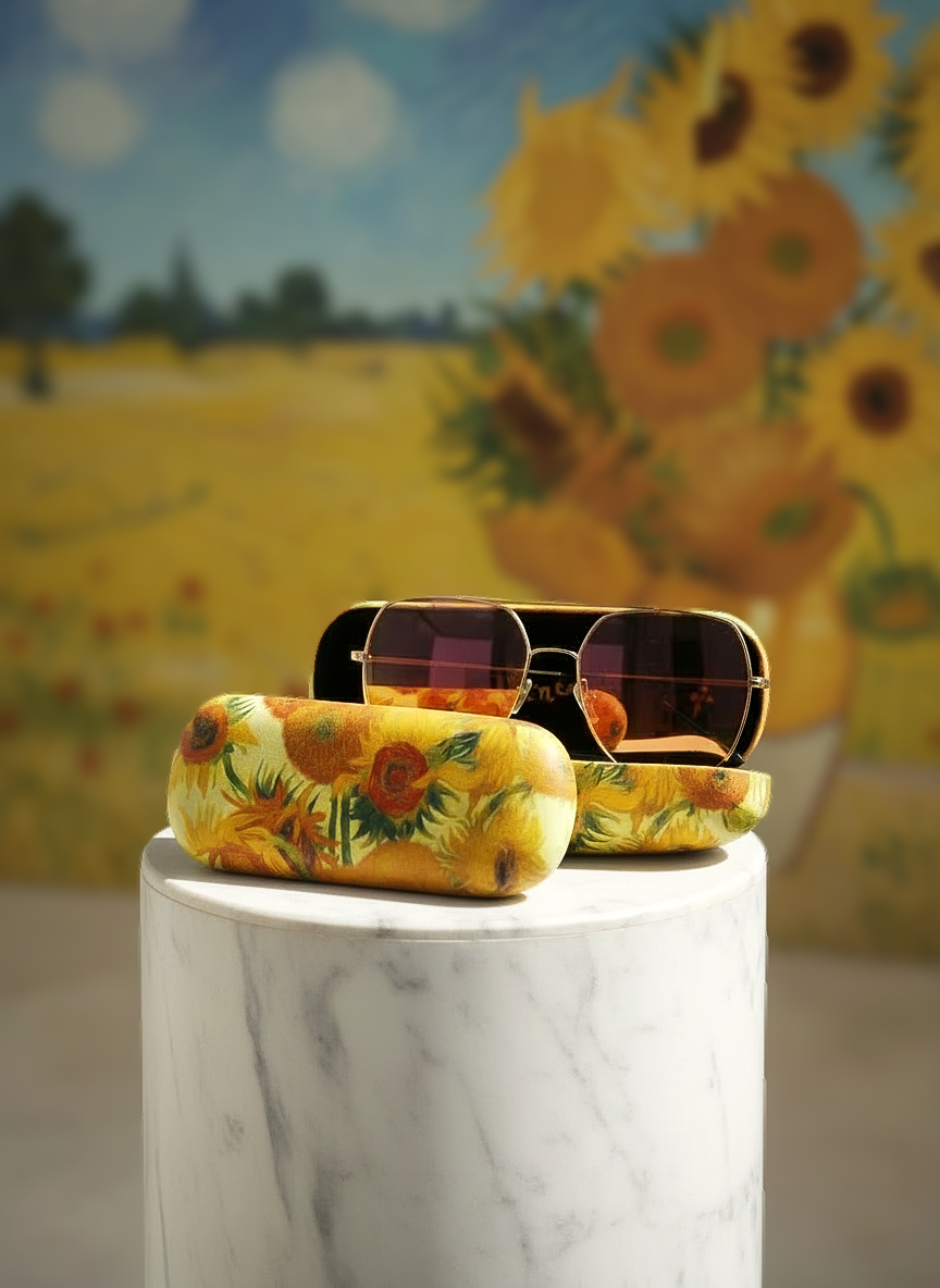 Spectacle Case Sunflowers Vincent van Gogh – displayed in museum shop | ArtyGifts
