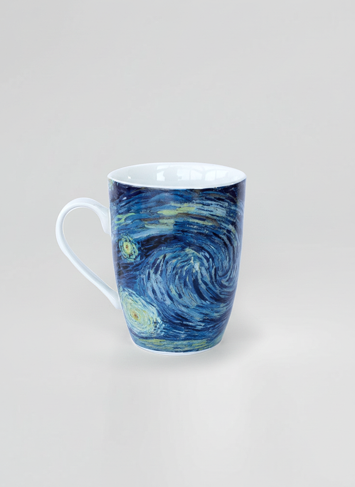 Van Gogh Starry Night porcelain mug side view – art gift, ArtyGifts museum shop