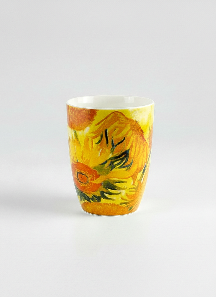 Van Gogh Sunflowers porcelain mug side view – art gift, ArtyGifts