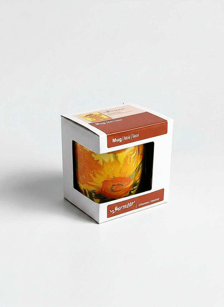 Van Gogh Sunflowers mug gift box – eco-friendly packaging, ArtyGifts museum shop