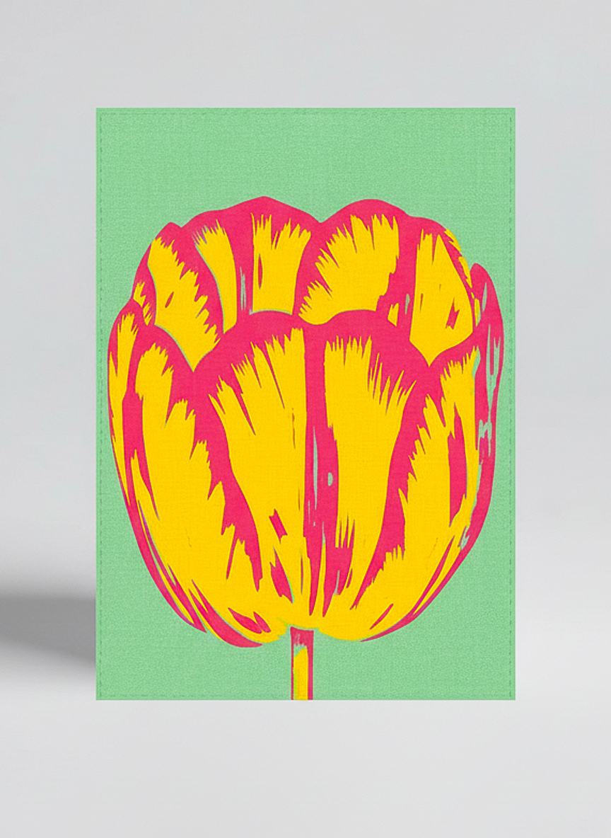 Tea Towel Set, Modern Tulip yellow