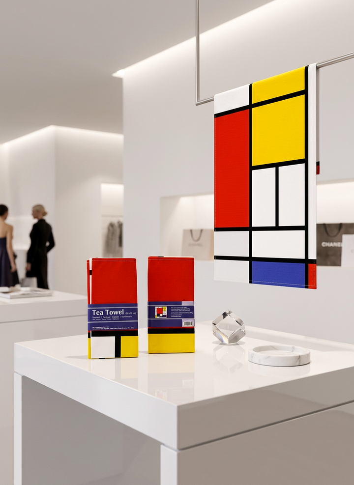 Tea Towel Set Composition Red Blue and Yellow Piet Mondrian – art kitchen gift | ArtyGifts

