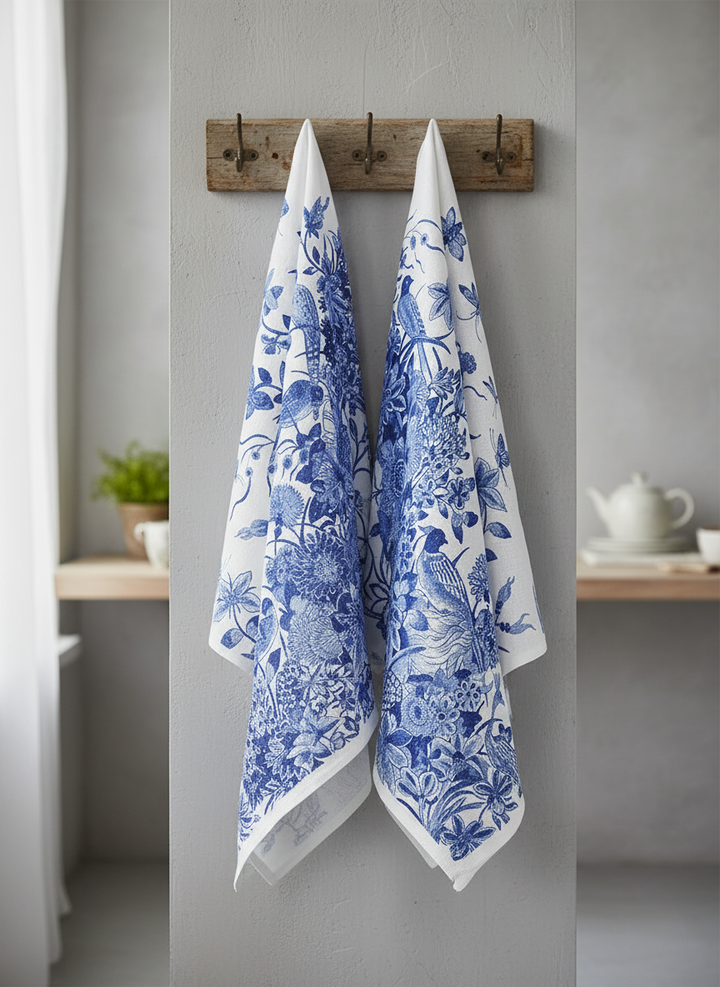 Tea Towel Set Delft Blue Birds – product shot | Rijksmuseum x ArtyGifts
