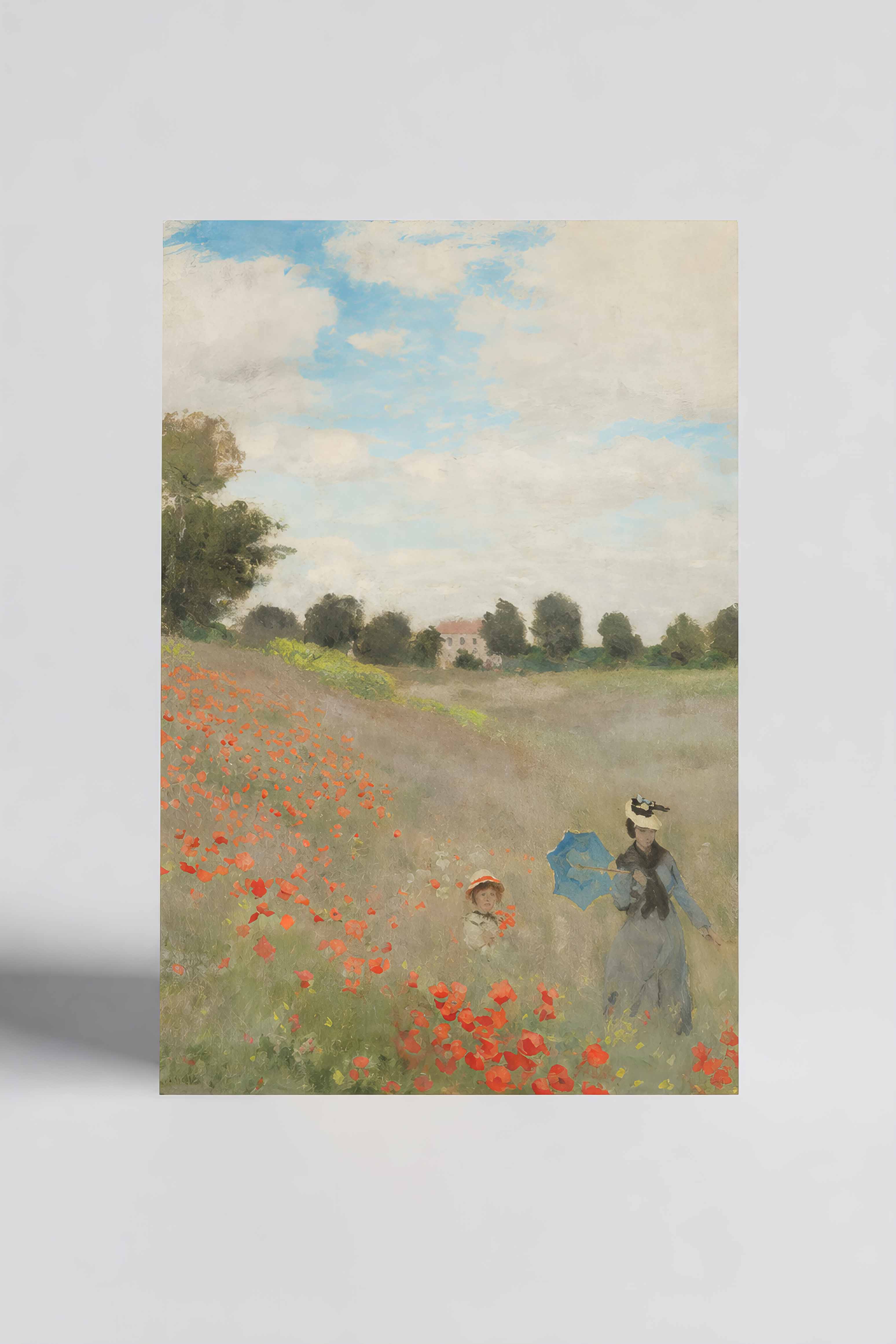 Tea Towel Set Field with Poppies Claude Monet – product flat lay art print detail | ArtyGifts
