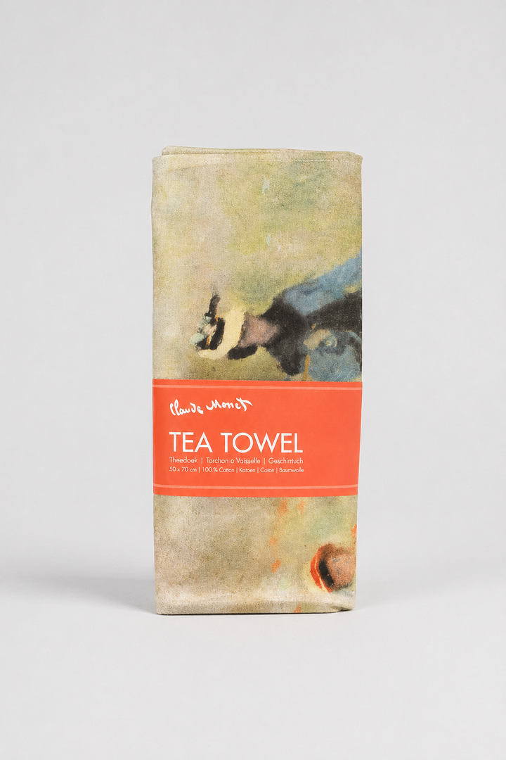 Tea Towel Set with Field with Poppies design by Claude Monet in eco-friendly packaging — ArtyGifts
