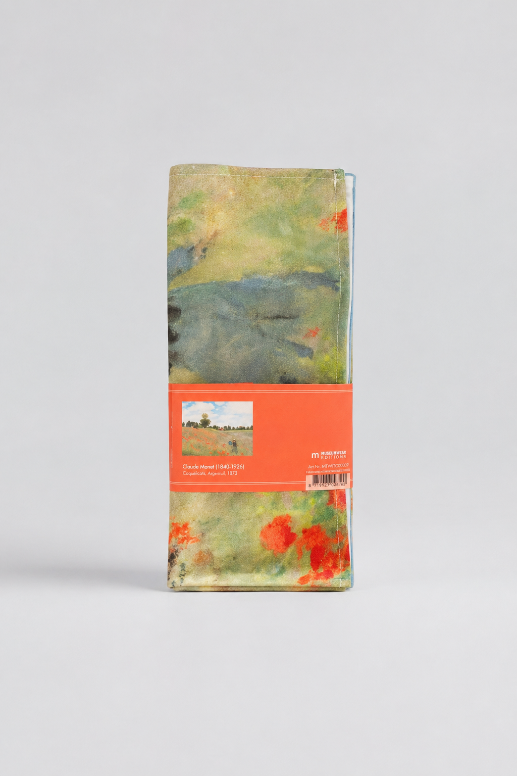 Tea Towel Set Field with Poppies Claude Monet packaging angled view — ArtyGifts
