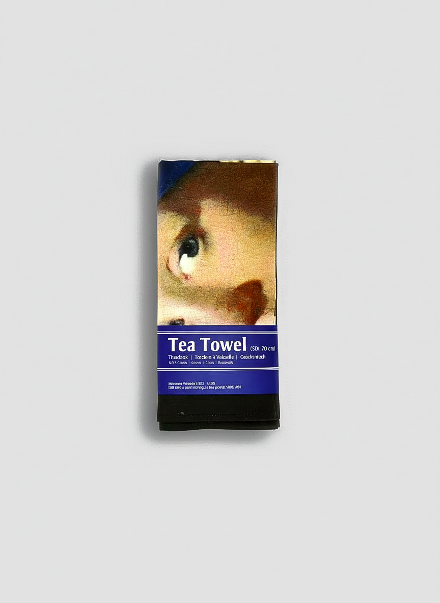 Vermeer Girl with the Pearl Earring cotton tea towel product photo — art gift by ArtyGifts
