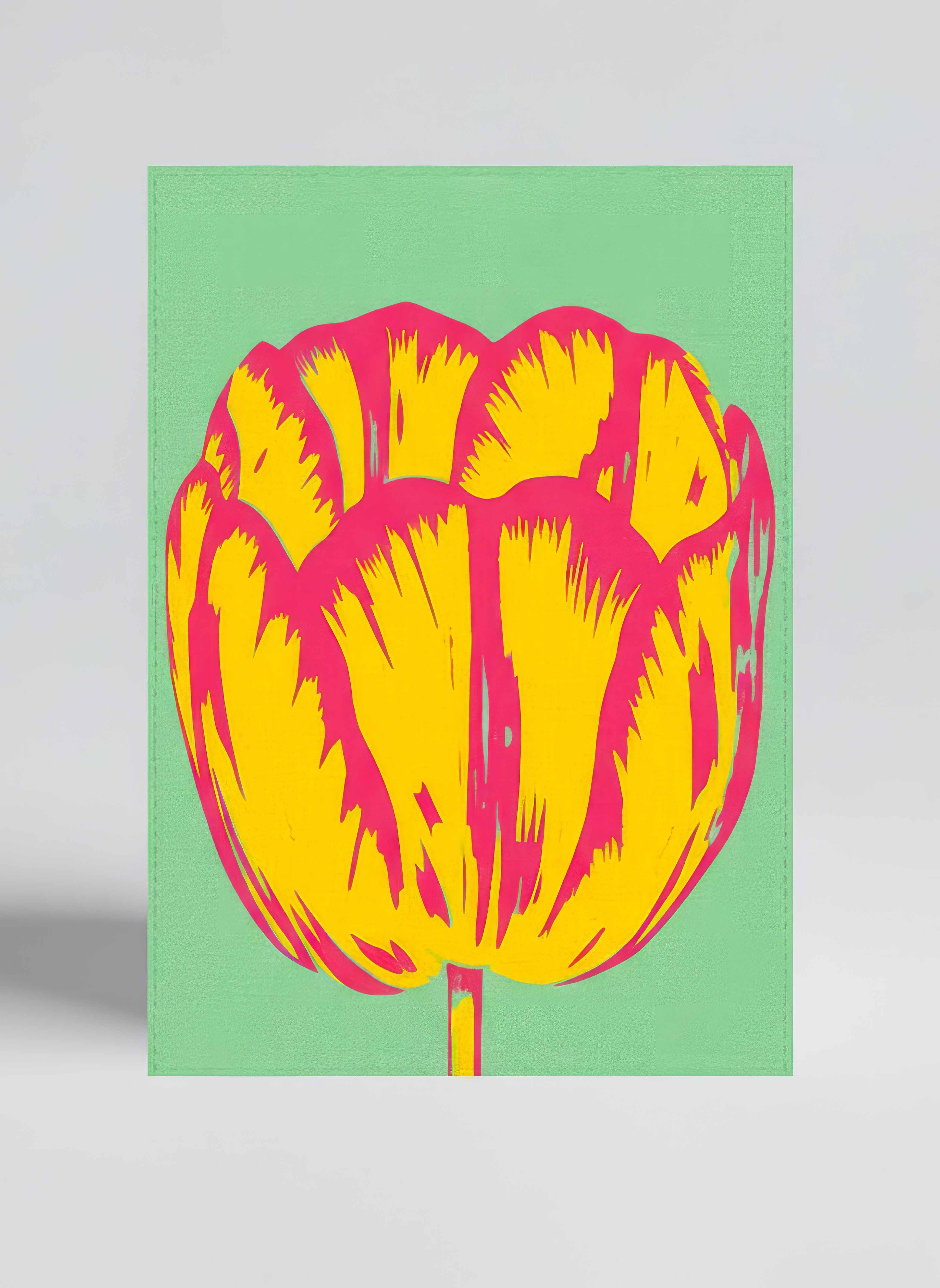 Tea Towel Set Modern Tulip Yellow – product flat lay art print detail | ArtyGifts

