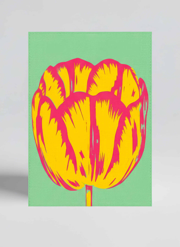 Tea Towel Set Modern Tulip Yellow – product flat lay art print detail | ArtyGifts
