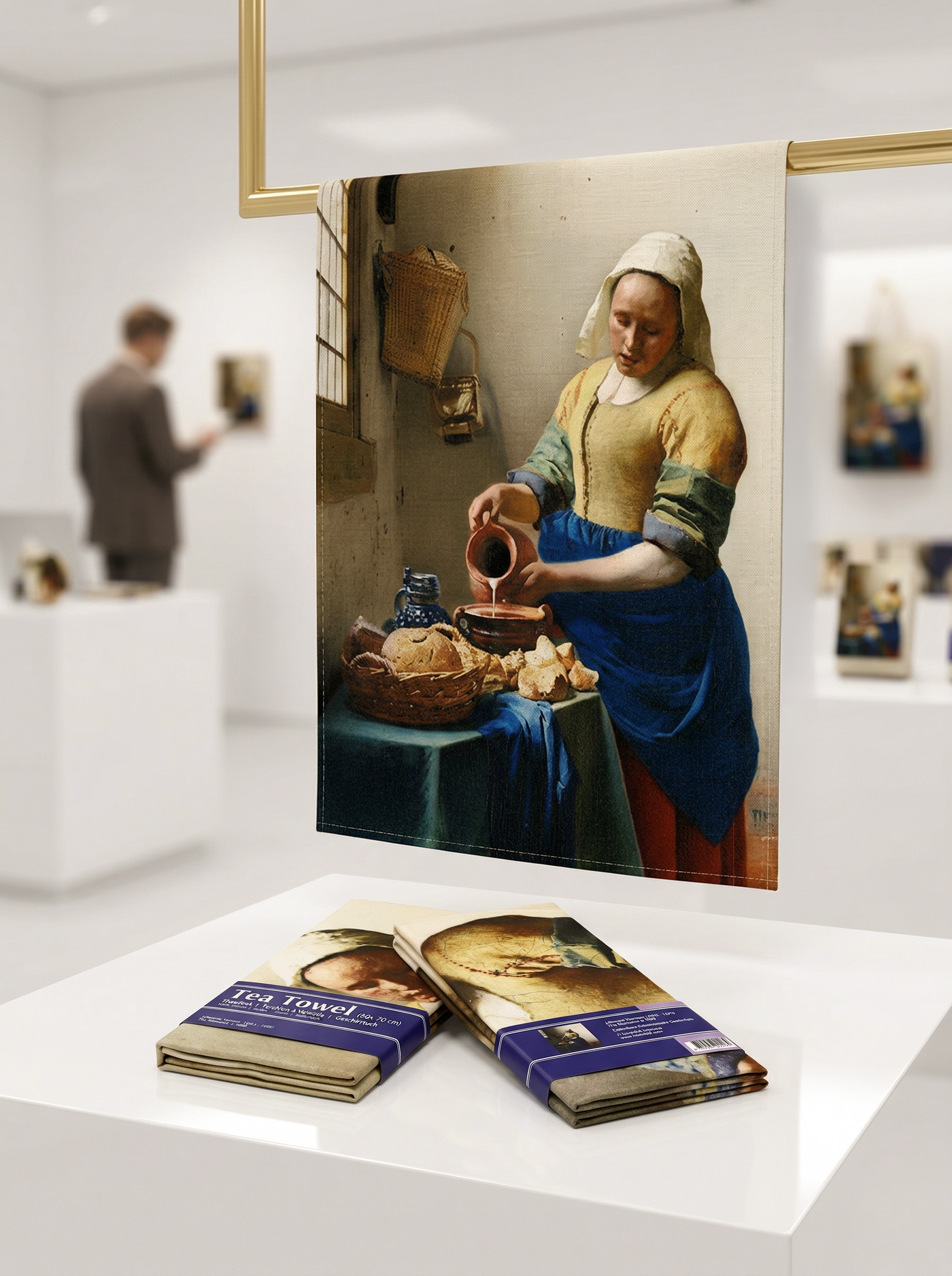 Tea Towel Set The Milkmaid Johannes Vermeer – art kitchen gift | ArtyGifts
