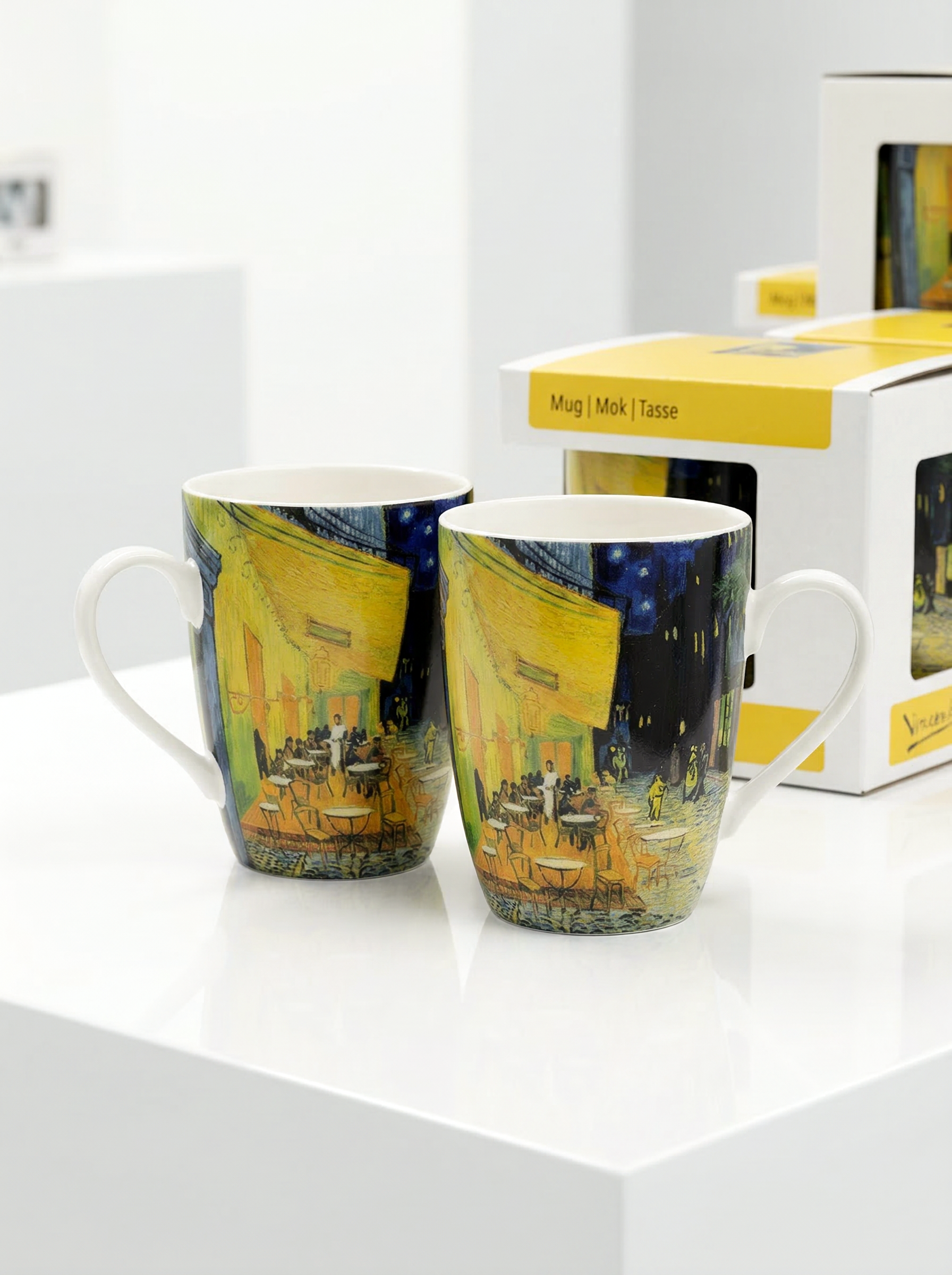 Van Gogh Café Terrace at Night porcelain mug set with gift box – Kröller-Müller Museum Otterlo, ArtyGifts
