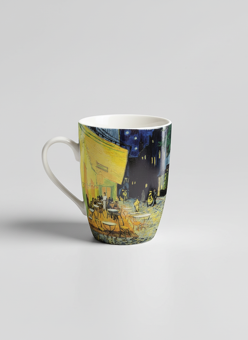 Van Gogh Terrace of Café at Night porcelain mug close-up – art gift set, ArtyGifts