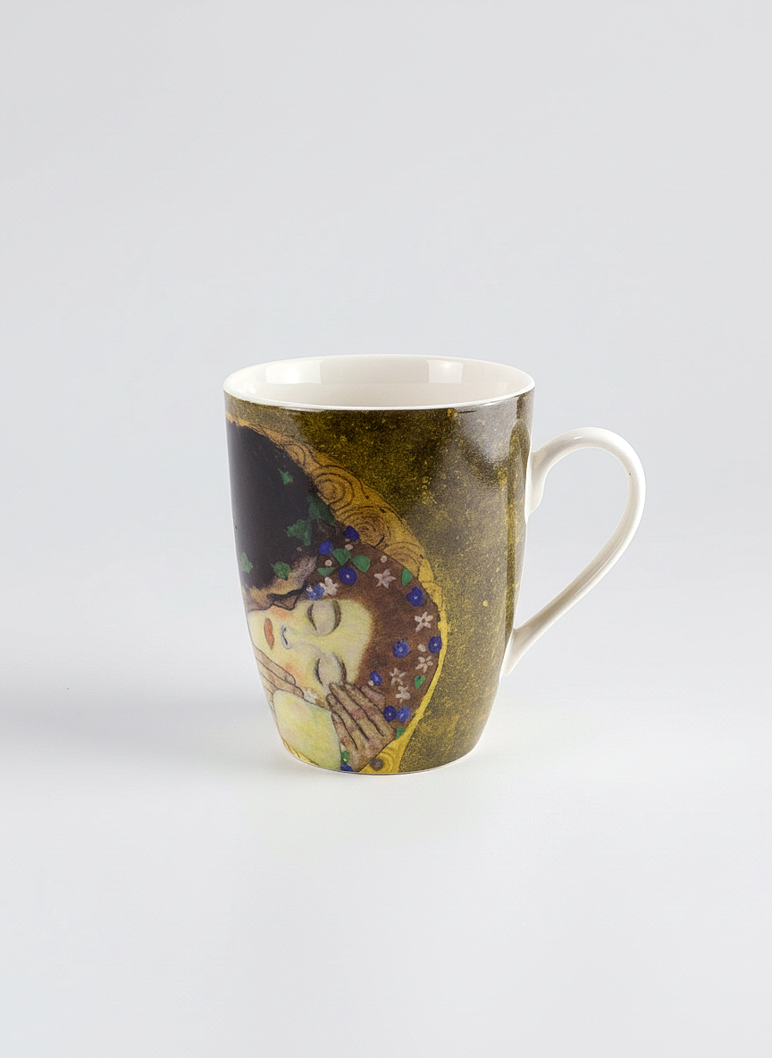 Klimt The Kiss porcelain mug – art gift detail view, ArtyGifts