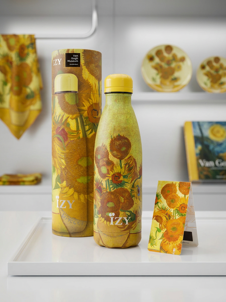 Thermo Bottle Sunflowers Vincent van Gogh – art gift with free magnetic bookmark | ArtyGifts
