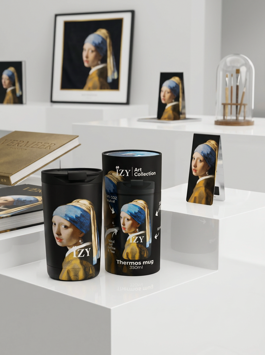Thermo Mug The Girl with the Pearl Earring Johannes Vermeer – art gift with free magnetic bookmark | ArtyGifts
