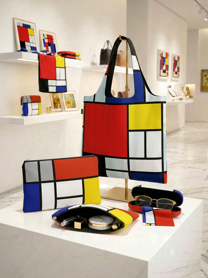 Travel Gift Set Composition Red, Blue and Yellow Piet Mondrian – displayed in museum shop | ArtyGifts

